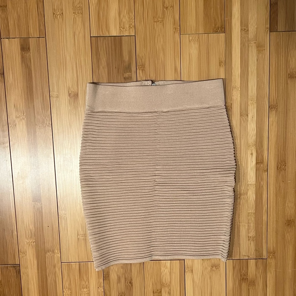 Ribbed Vintage Mini Skirt tan xxs to xs
